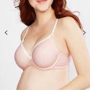 Motherhood Maternity Nursing bra Full‎ Coverage Wired T-shirt bra pink lace